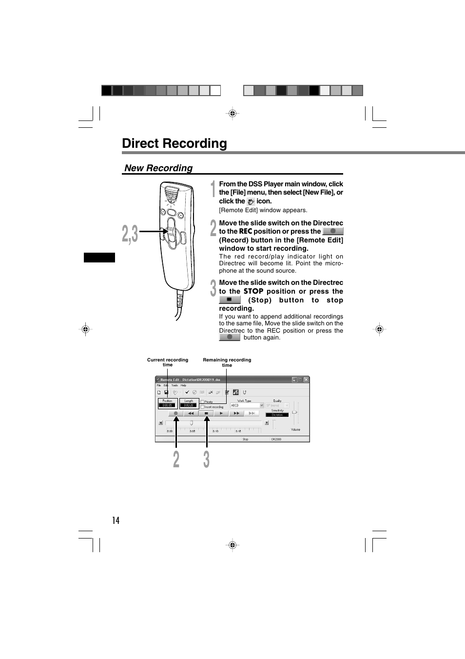 Direct recording | Olympus Olympis Directrec dr2000 User Manual | Page 14 / 38