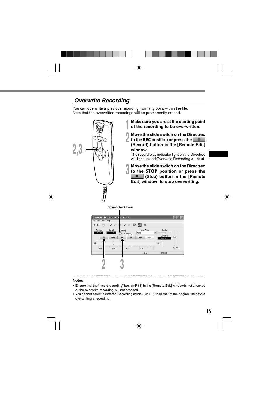 Olympus Olympis Directrec dr2000 User Manual | Page 15 / 38