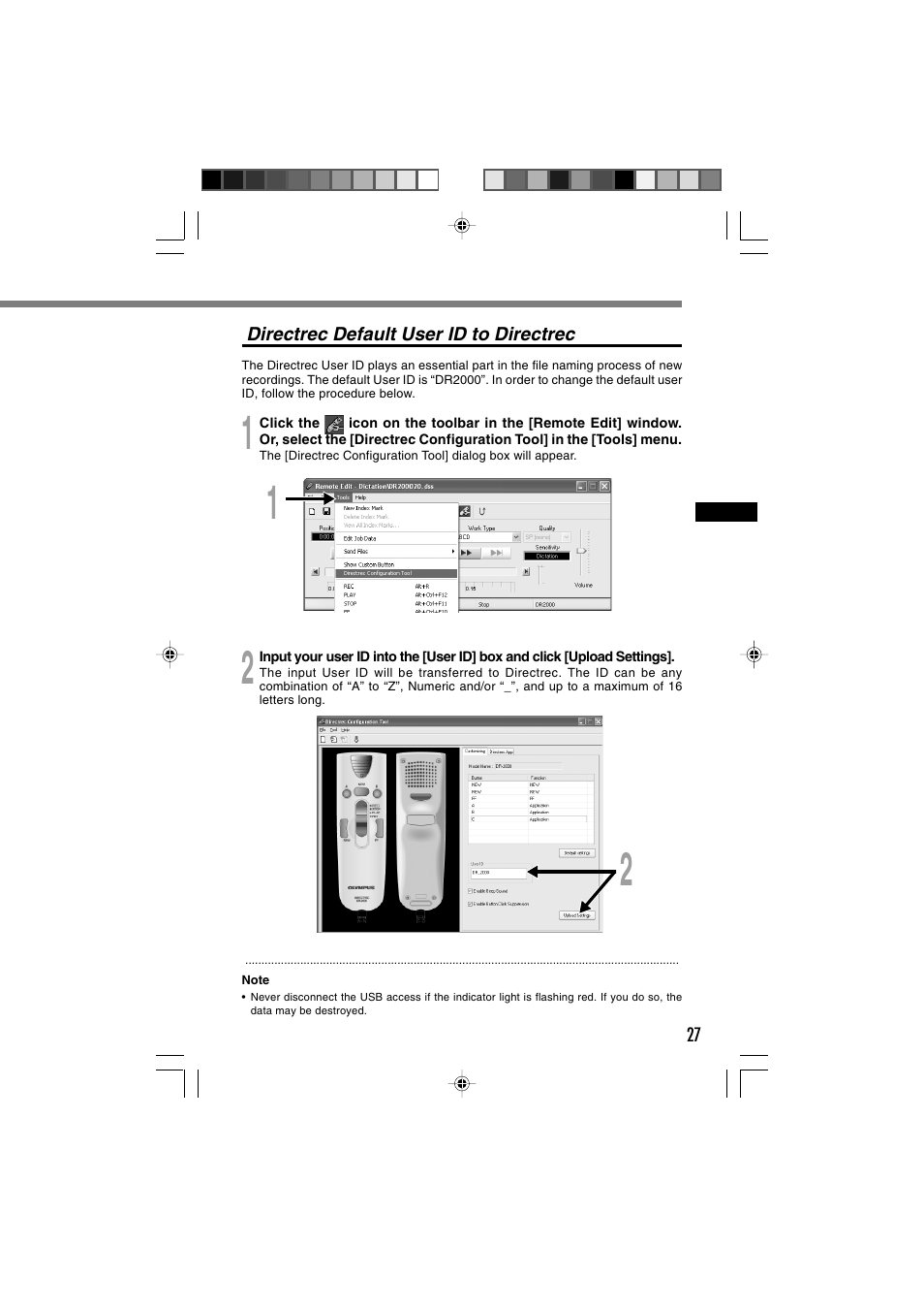 Olympus Olympis Directrec dr2000 User Manual | Page 27 / 38