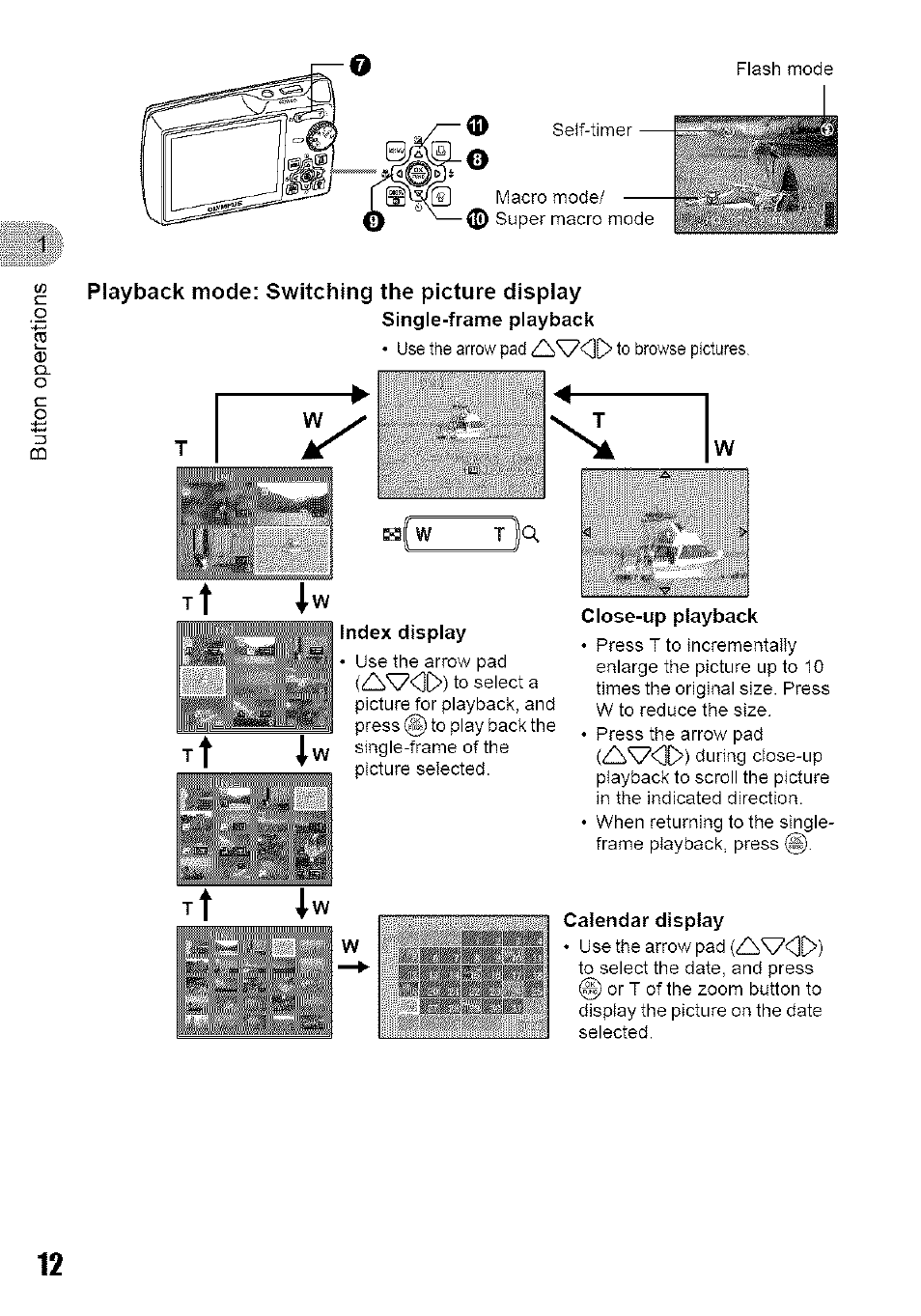 Playback mode: switching the picture display | Olympus 700 User Manual | Page 12 / 86