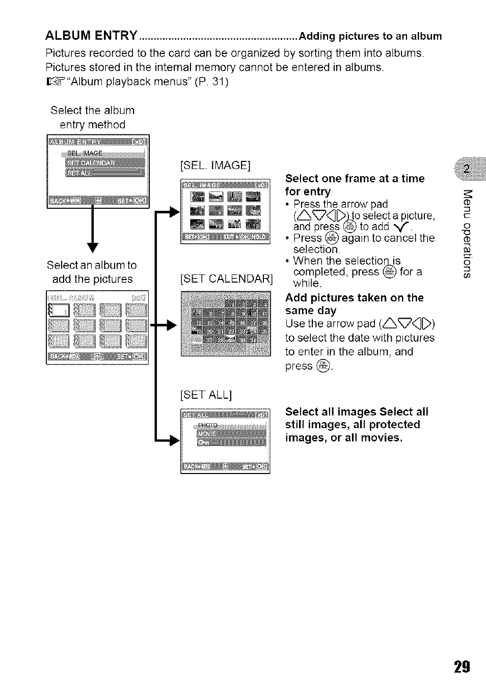 Select one frame at a time for entry | Olympus 700 User Manual | Page 29 / 86