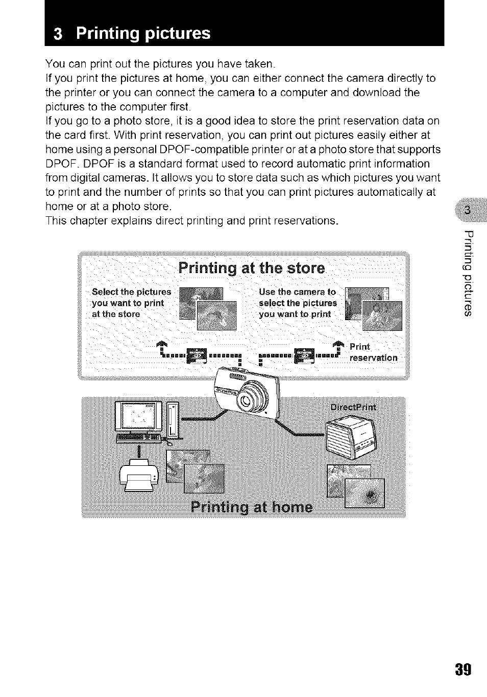 3 printing pictures, Printing at the store | Olympus 700 User Manual | Page 39 / 86