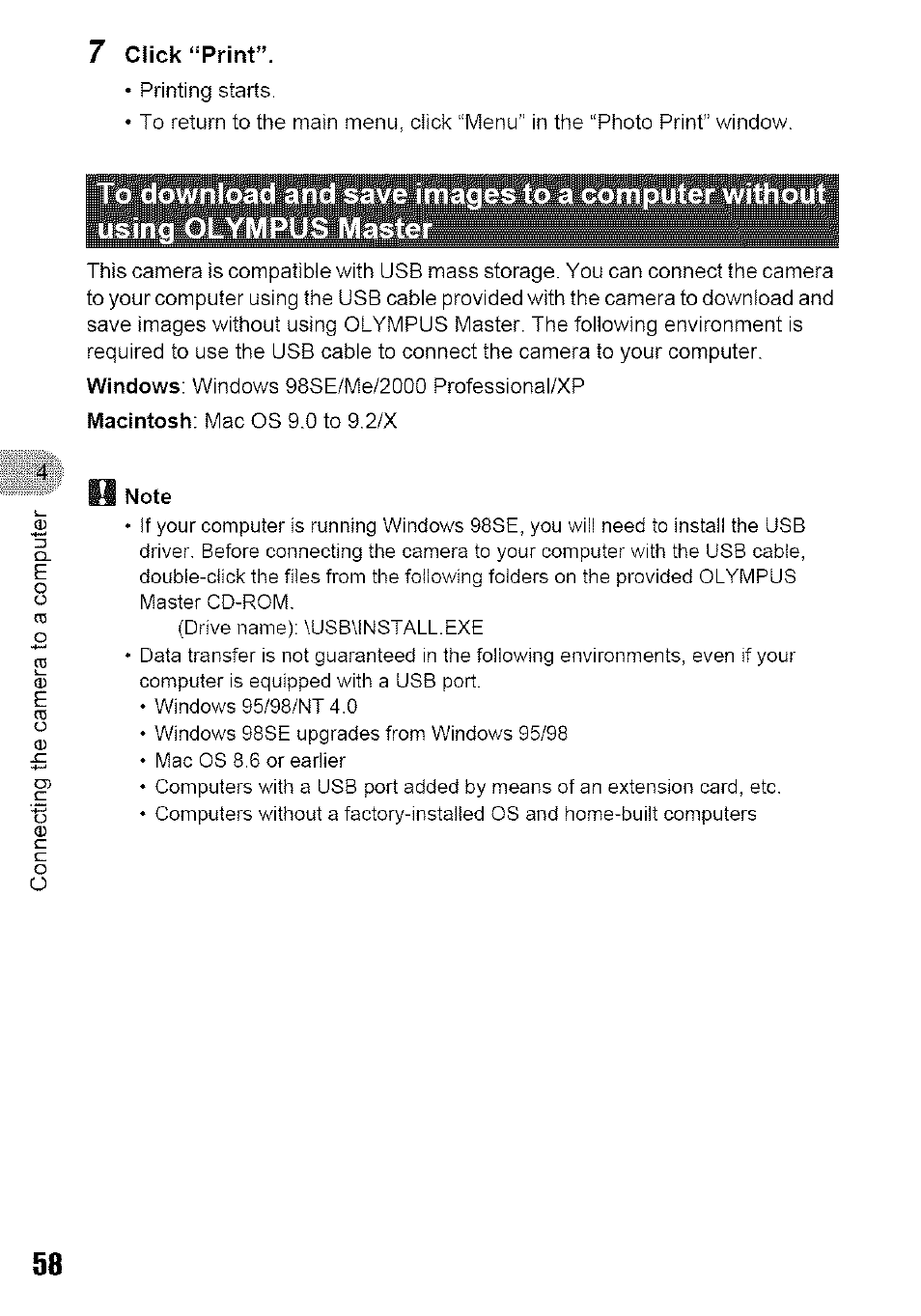 7 cmck “print, H note | Olympus 700 User Manual | Page 58 / 86