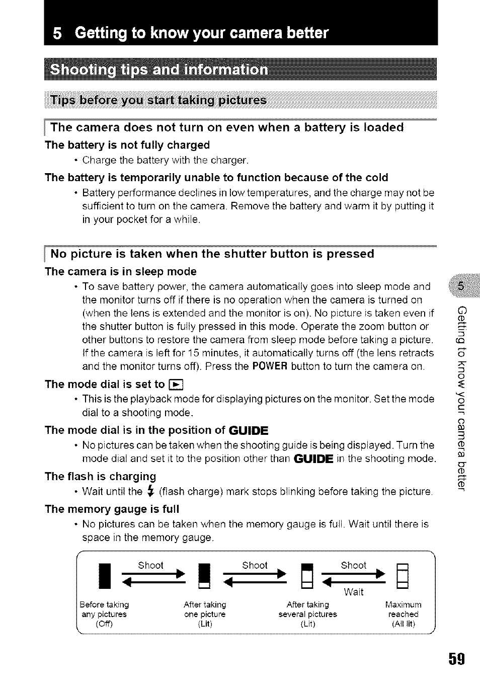 Getting to know your camera better, Tips before you start taking pictures | Olympus 700 User Manual | Page 59 / 86