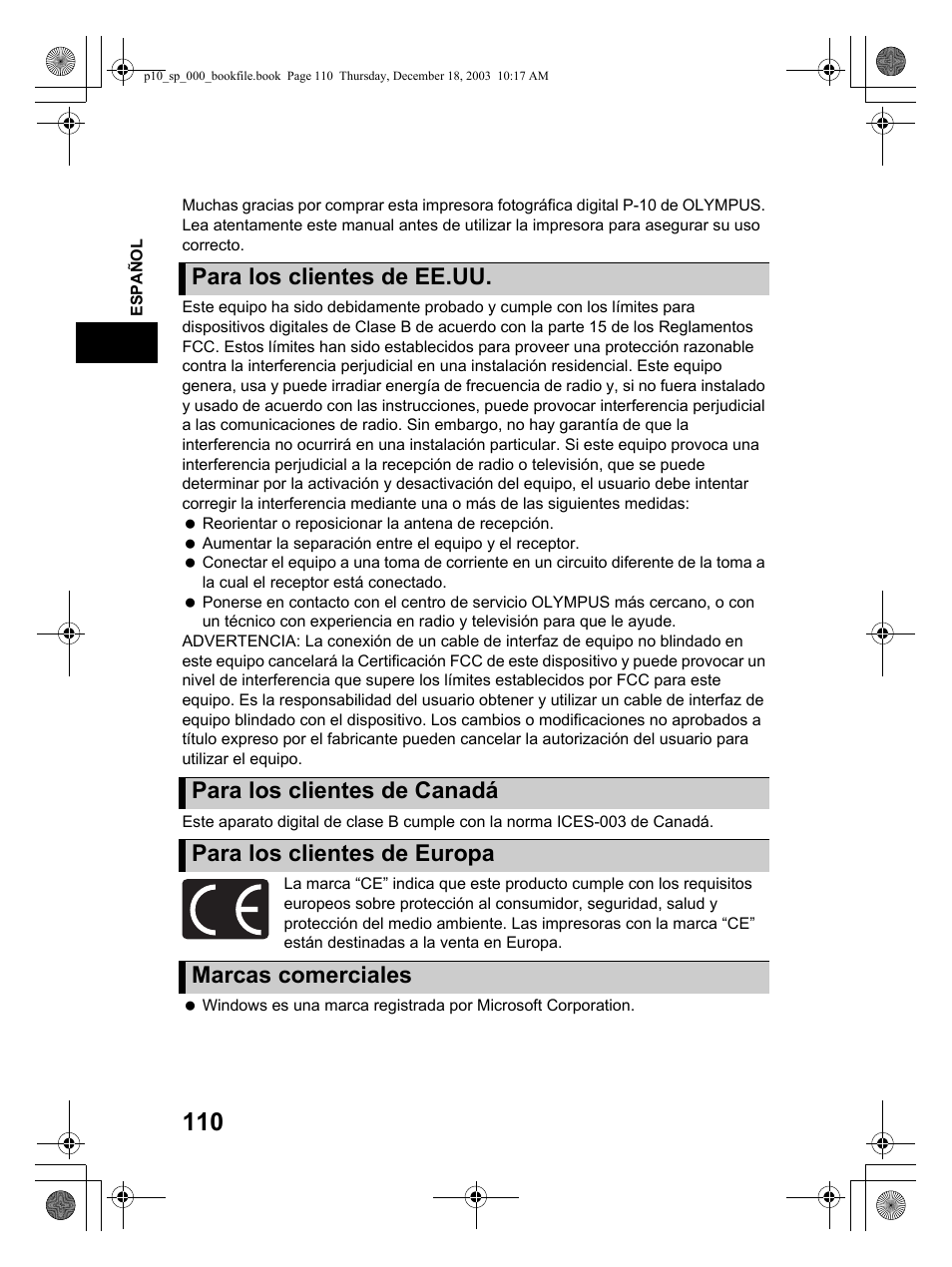 Olympus P-10 User Manual | Page 110 / 148