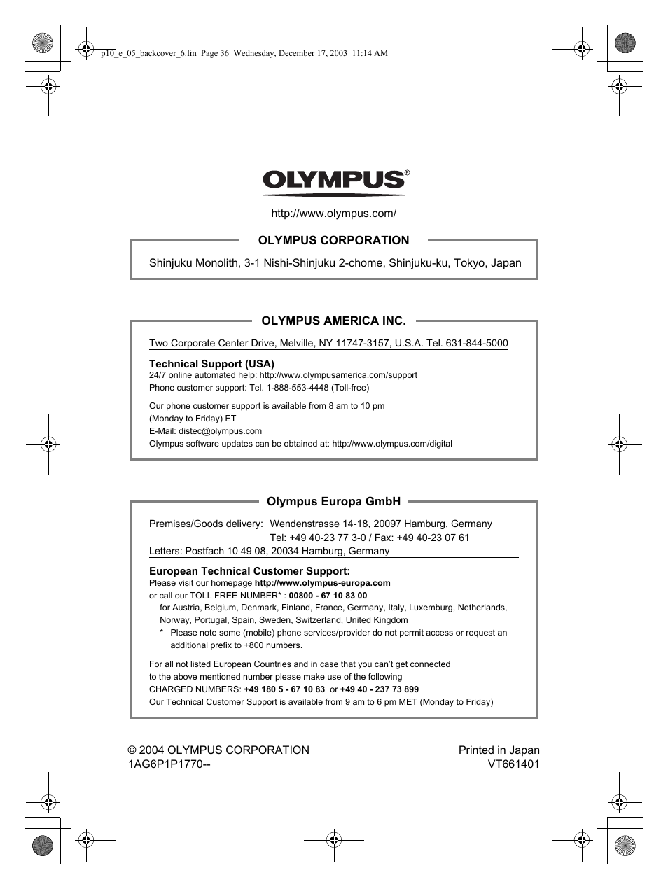 Olympus P-10 User Manual | Page 148 / 148
