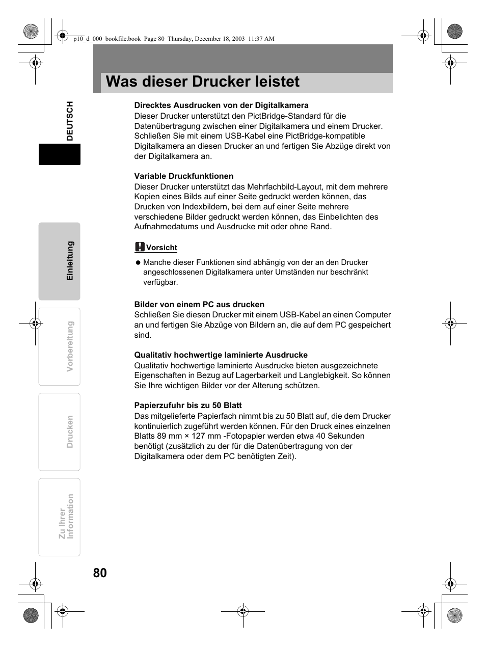 Was dieser drucker leistet | Olympus P-10 User Manual | Page 80 / 148