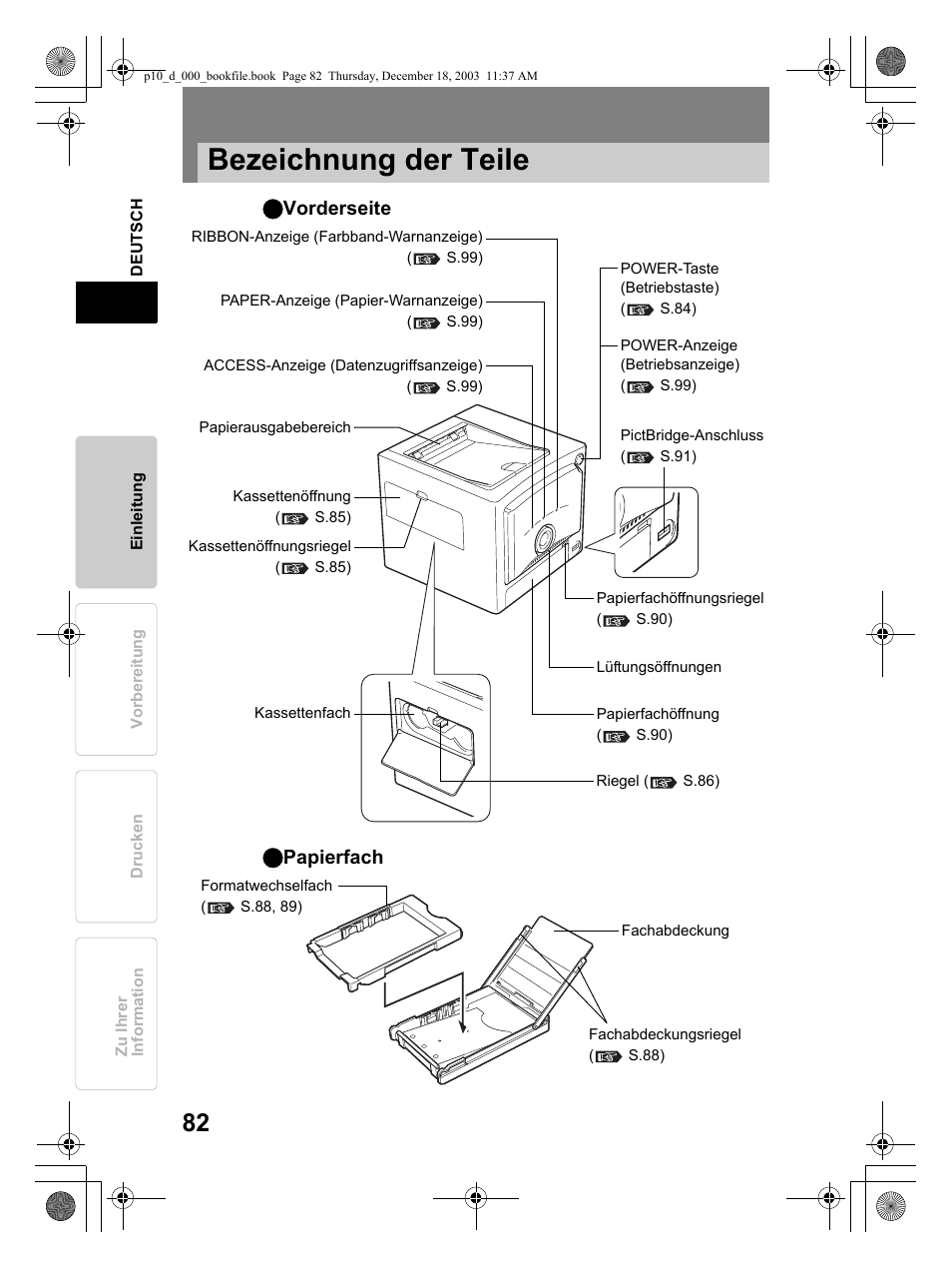 Bezeichnung der teile | Olympus P-10 User Manual | Page 82 / 148