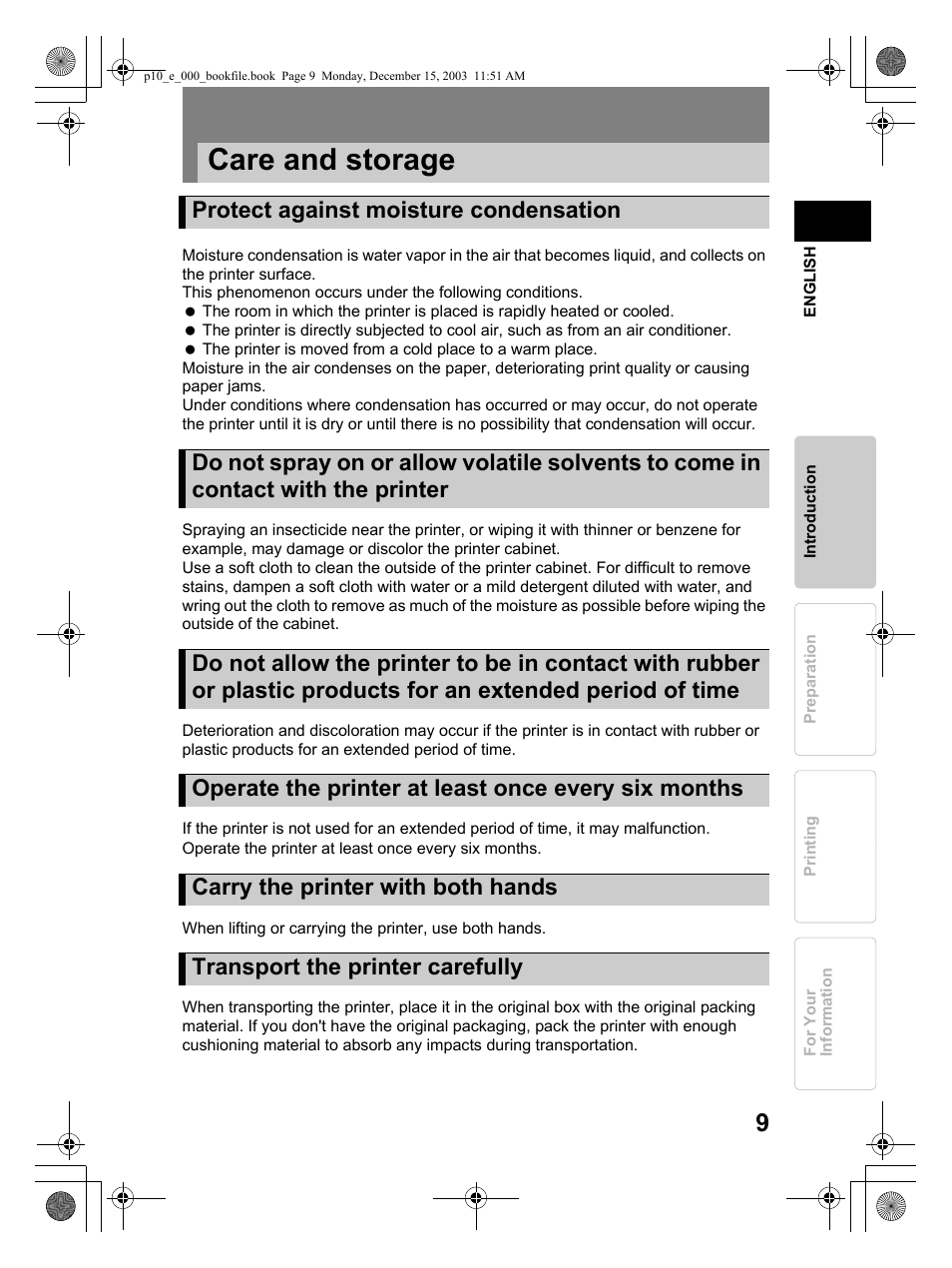 Care and storage | Olympus P-10 User Manual | Page 9 / 148