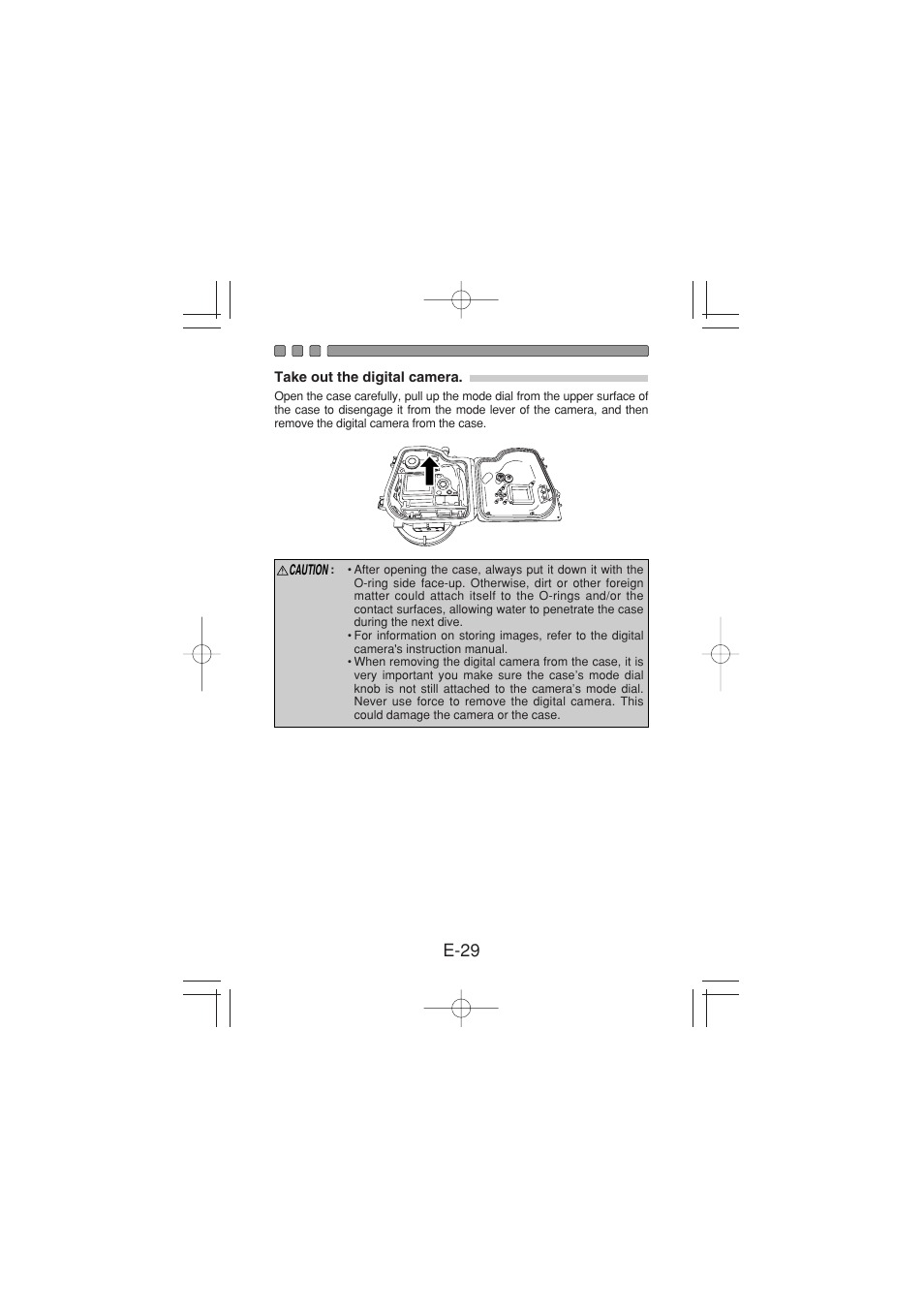 Take out the digital camera, E-29 | Olympus PT 023 User Manual | Page 30 / 42