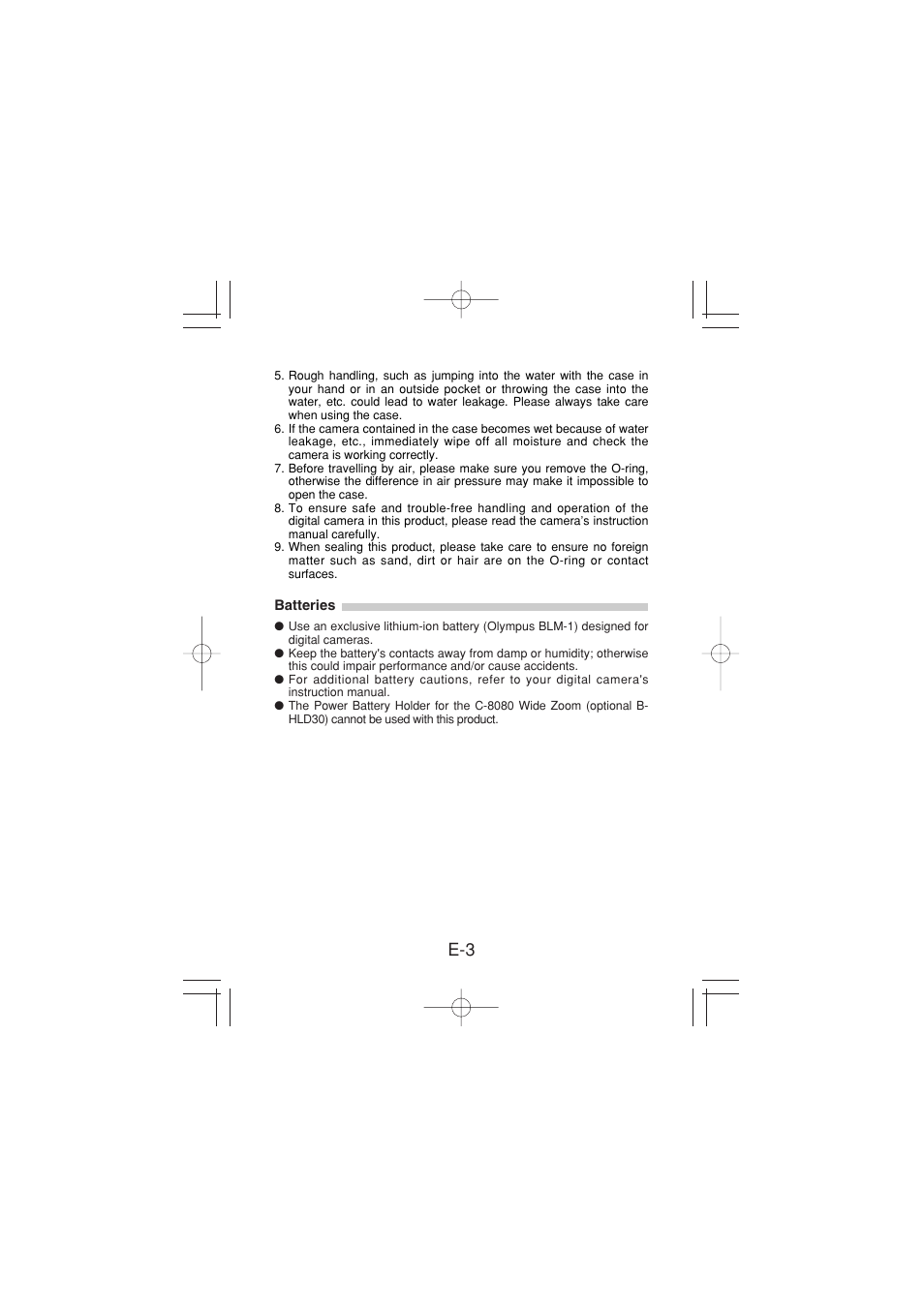 Batteries | Olympus PT 023 User Manual | Page 4 / 42