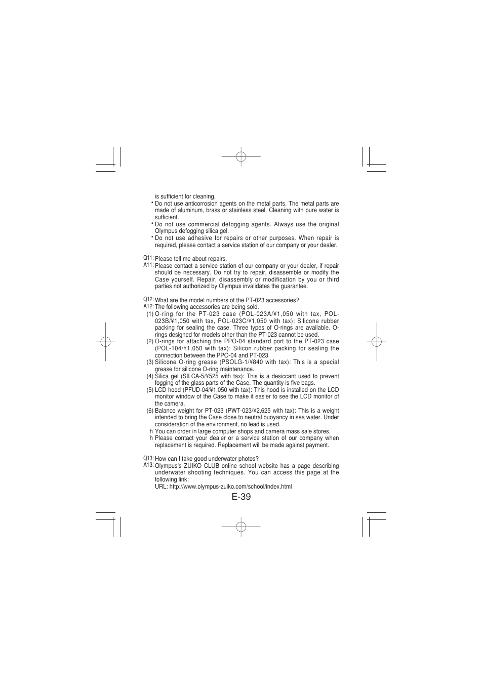 E-39 | Olympus PT 023 User Manual | Page 40 / 42