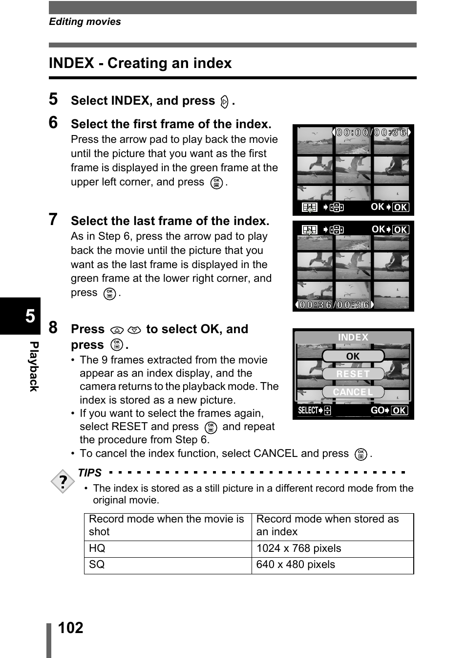 Index - creating an index, P.102 | Olympus C-360Zoom User Manual | Page 103 / 197