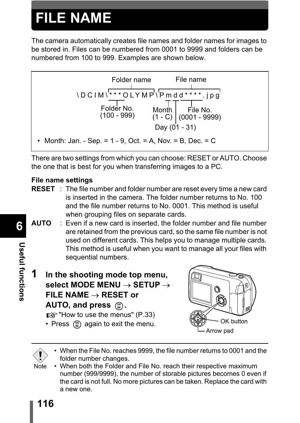 File name, P.116 | Olympus C-360Zoom User Manual | Page 117 / 197