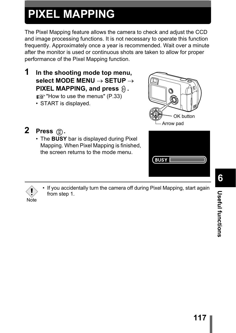 Pixel mapping, P.117 | Olympus C-360Zoom User Manual | Page 118 / 197
