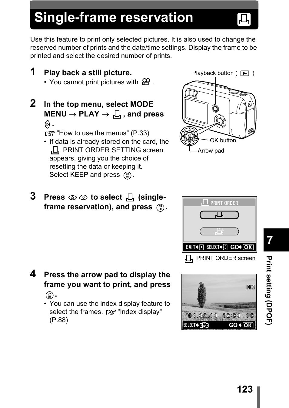 Single-frame reservation | Olympus C-360Zoom User Manual | Page 124 / 197