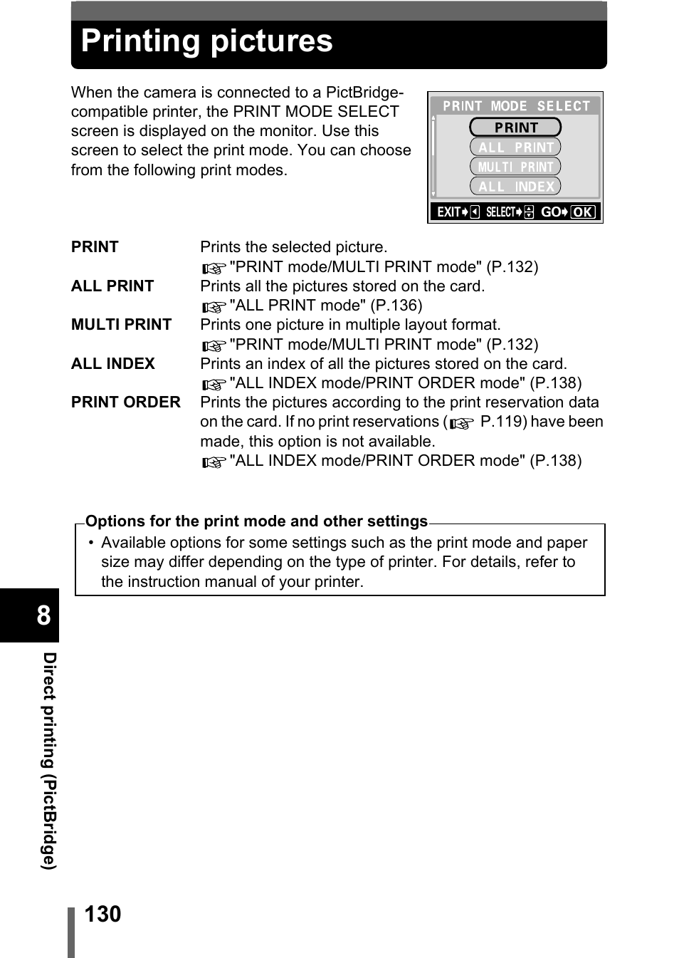 Printing pictures | Olympus C-360Zoom User Manual | Page 131 / 197