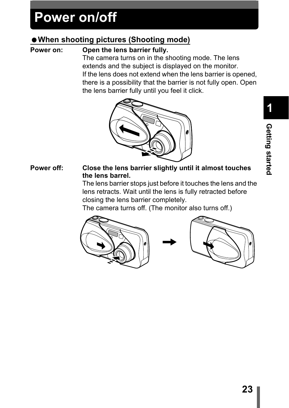 Power on/off | Olympus C-360Zoom User Manual | Page 24 / 197