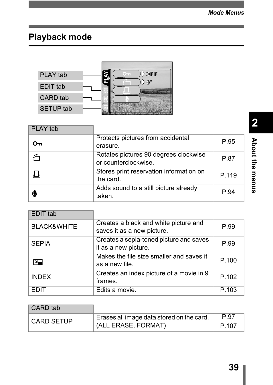 Playback mode | Olympus C-360Zoom User Manual | Page 40 / 197