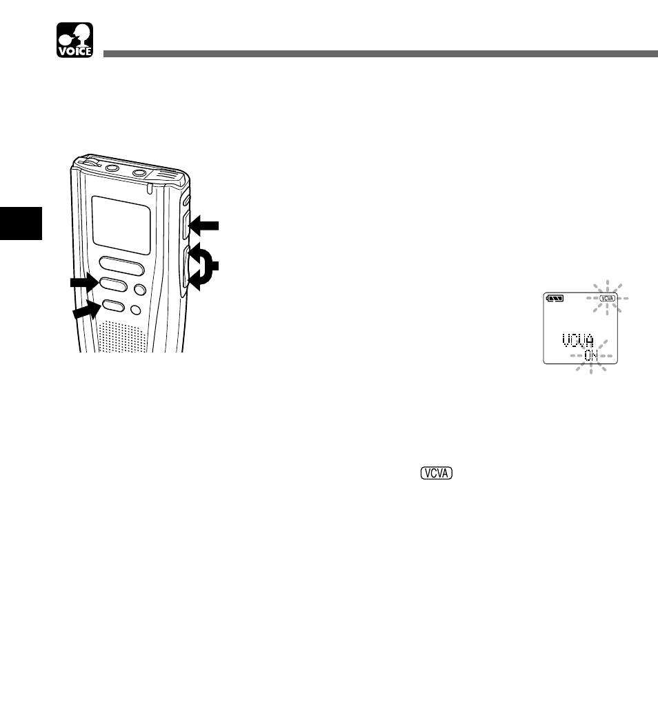 Using the variable control voice actuator (vcva), Voice | Olympus DM-1 User Manual | Page 24 / 64