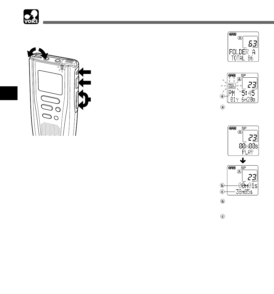Playing, Voice | Olympus DM-1 User Manual | Page 28 / 64