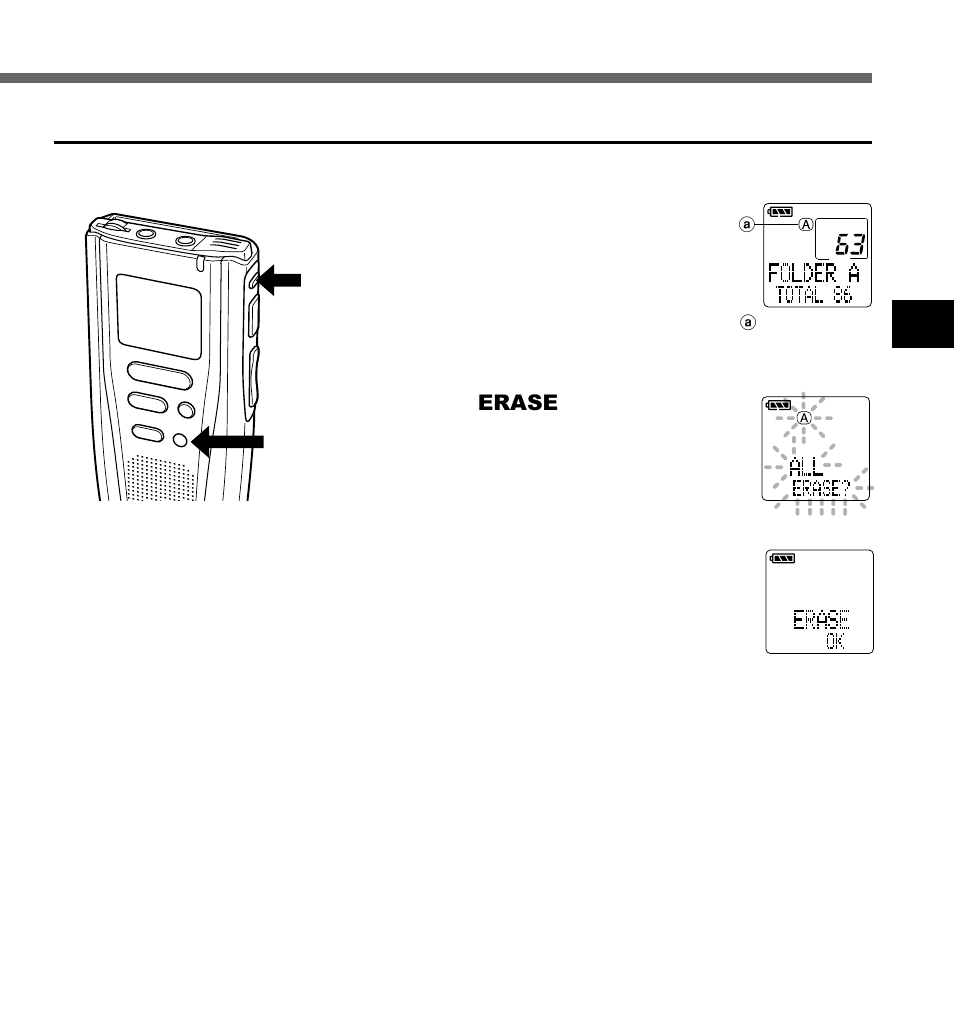 Voice, Erase all files from a folder | Olympus DM-1 User Manual | Page 31 / 64
