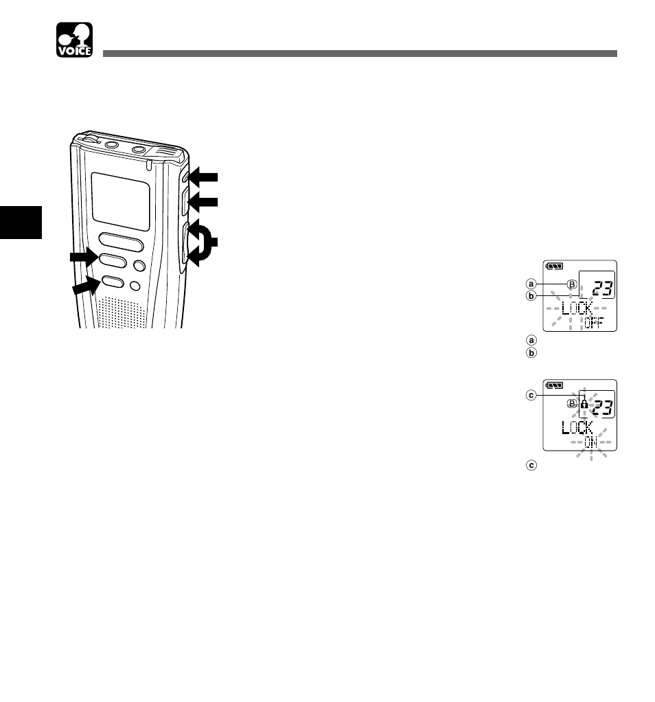 Locking files, Voice | Olympus DM-1 User Manual | Page 32 / 64