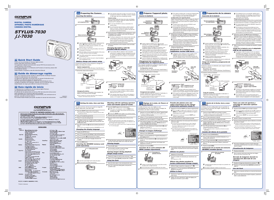 Olympus STYLUS 7030 User Manual | 2 pages