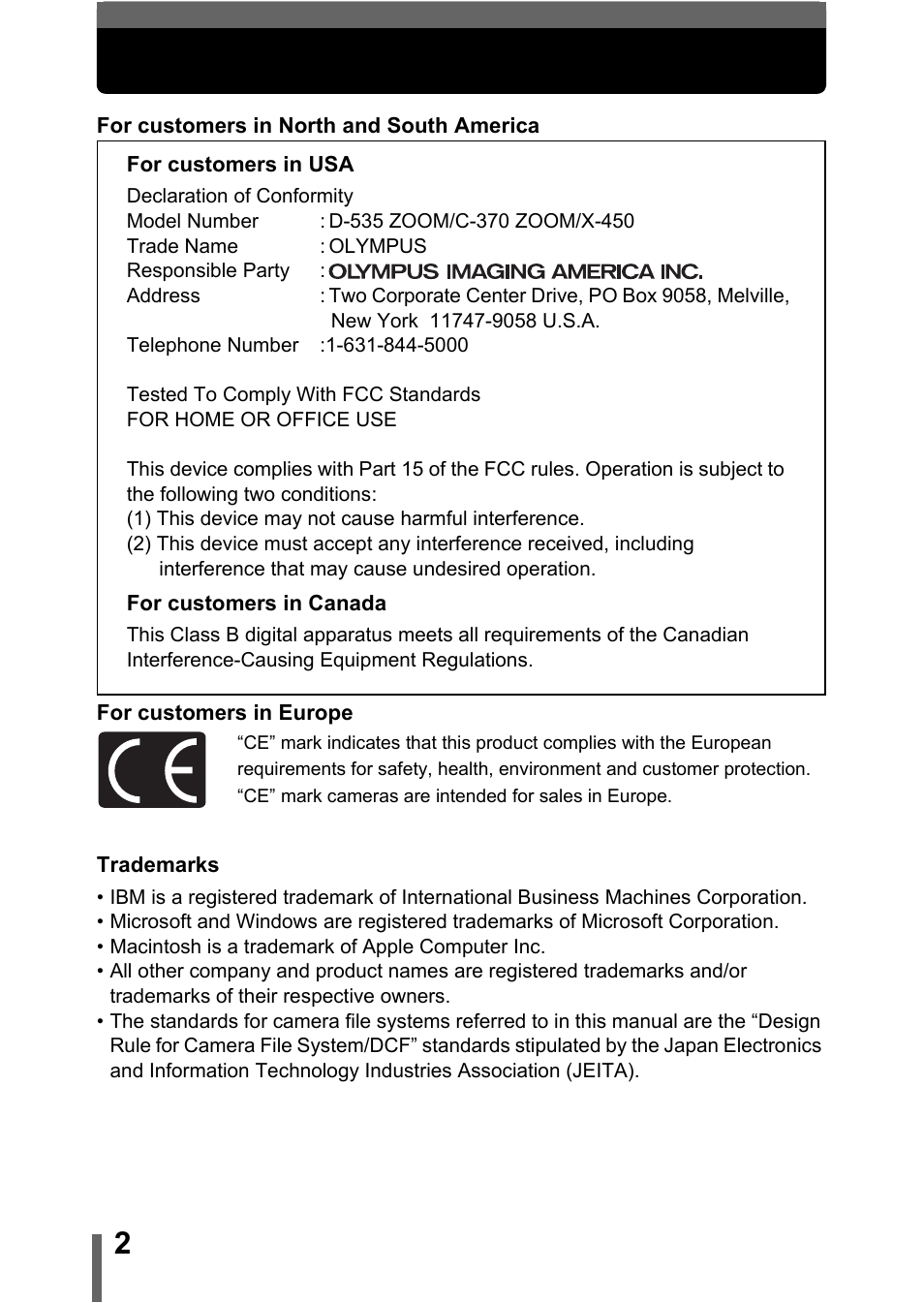 Olympus C-370 ZOOM User Manual | Page 2 / 144