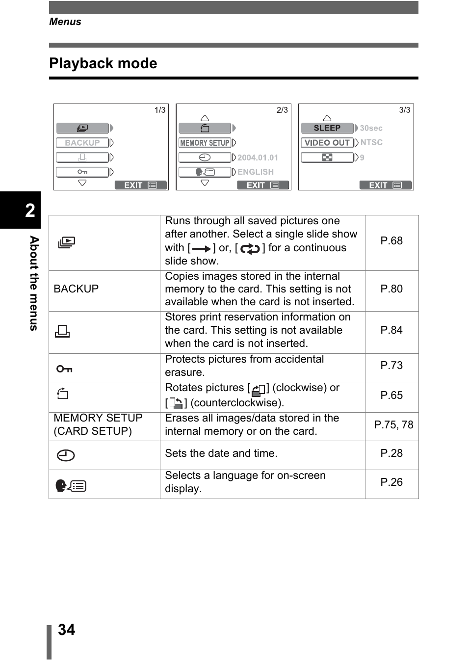 Playback mode | Olympus C-370 ZOOM User Manual | Page 34 / 144