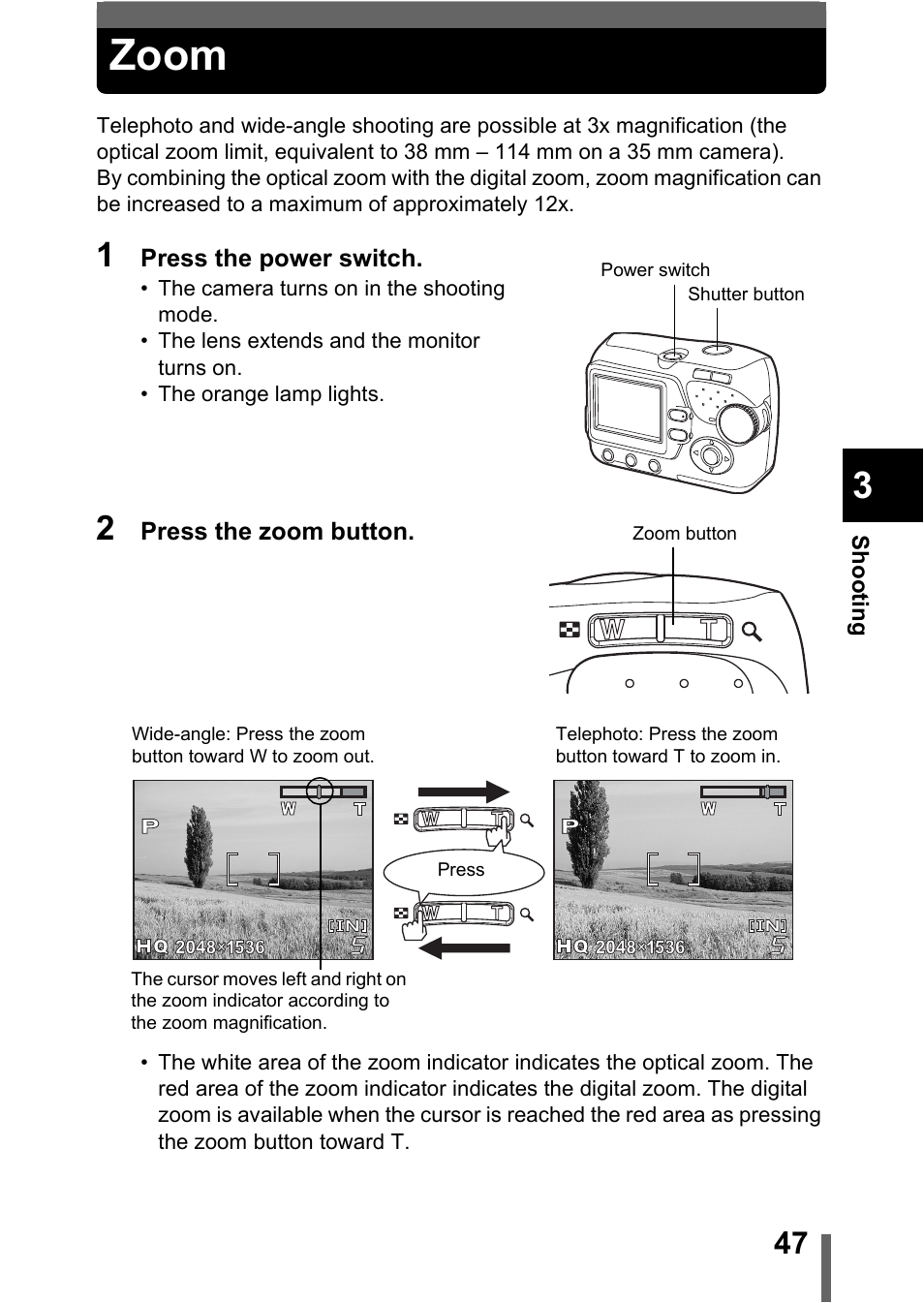 Zoom, P.47 | Olympus C-370 ZOOM User Manual | Page 47 / 144