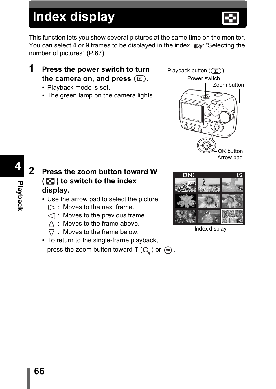Index display | Olympus C-370 ZOOM User Manual | Page 66 / 144