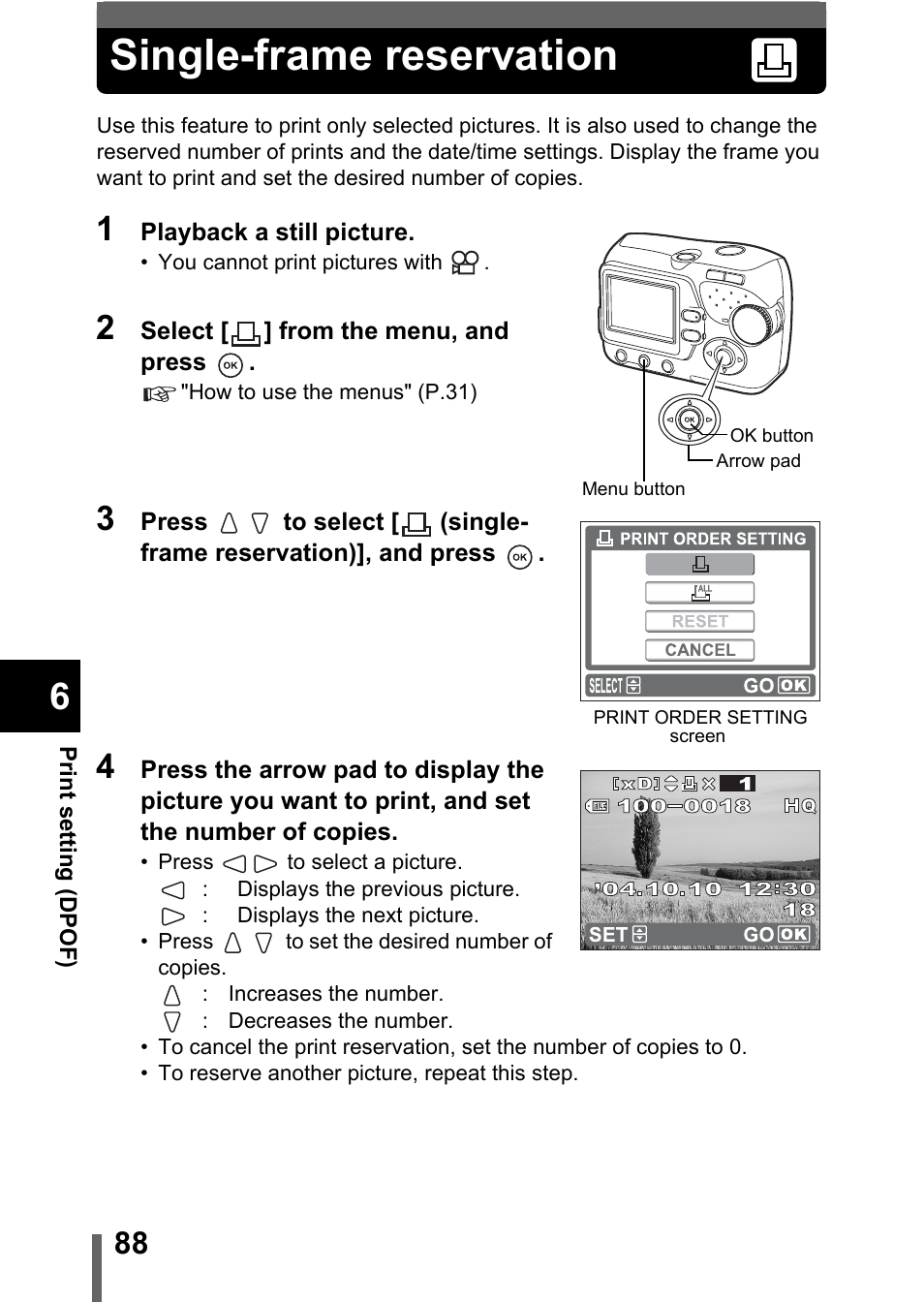Single-frame reservation | Olympus C-370 ZOOM User Manual | Page 88 / 144