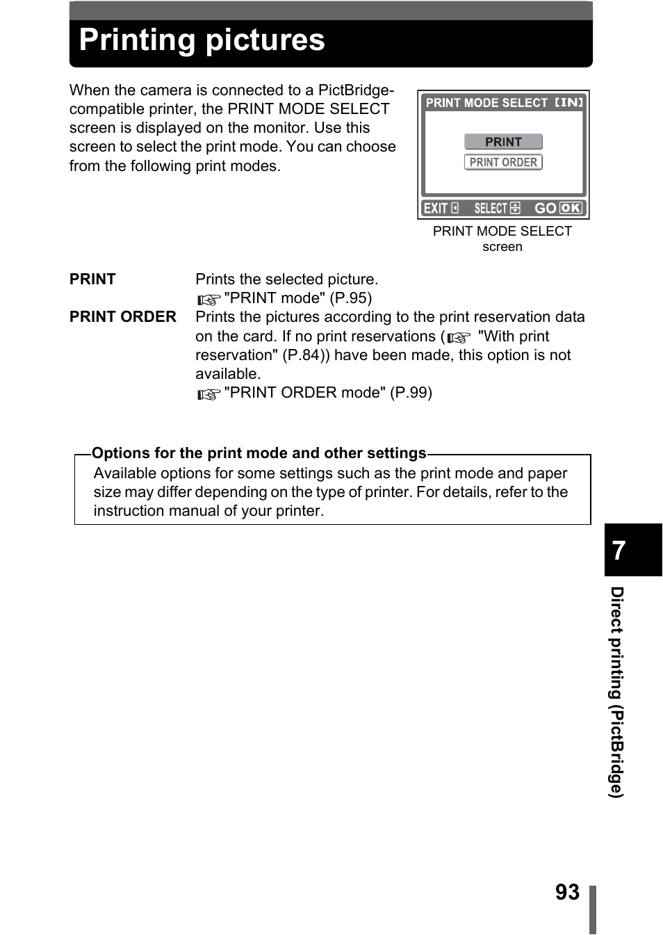 Printing pictures | Olympus C-370 ZOOM User Manual | Page 93 / 144
