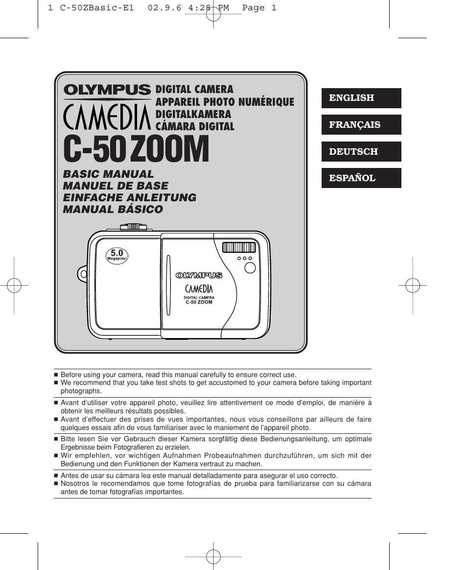 Olympus C-50 Zoom User Manual | 156 pages