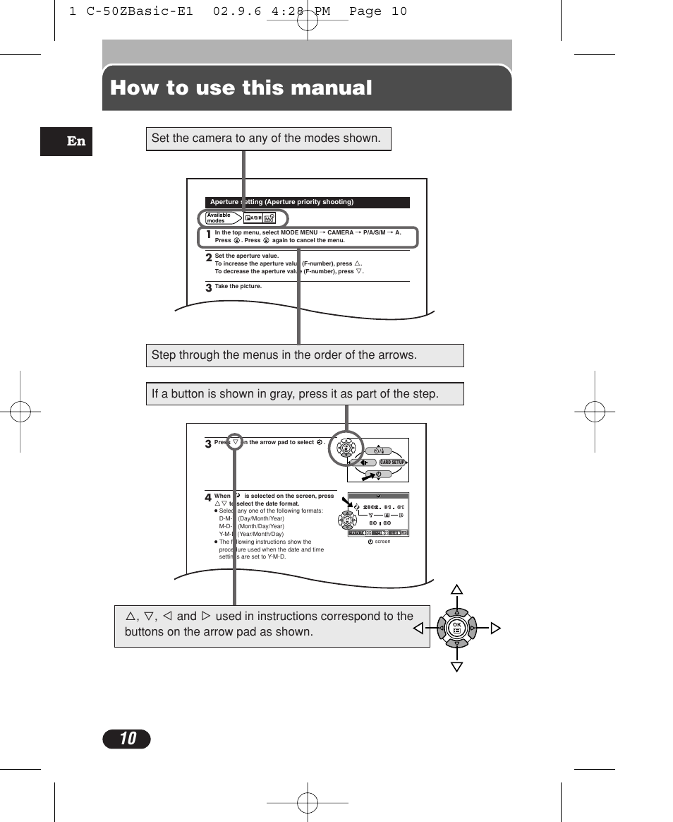 How to use this manual | Olympus C-50 Zoom User Manual | Page 10 / 156