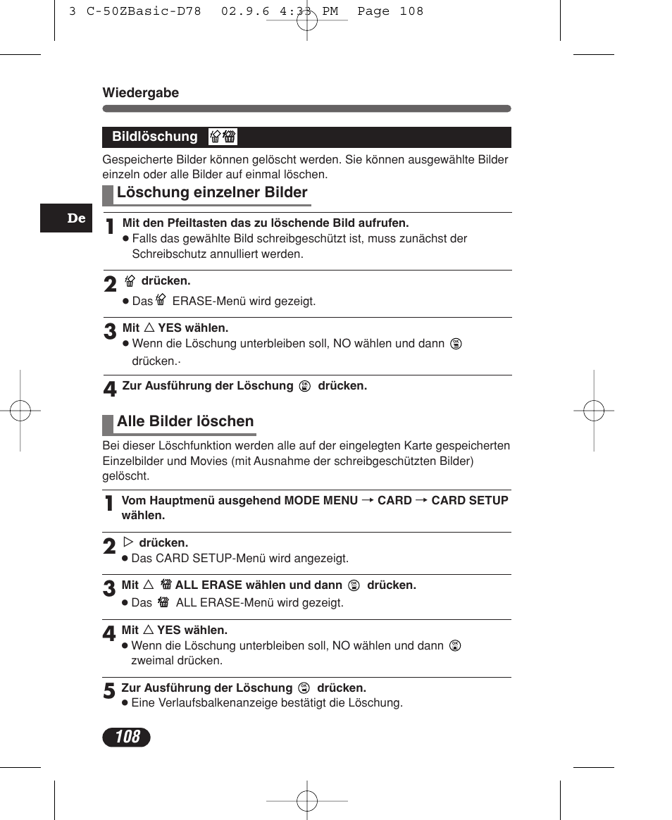 Olympus C-50 Zoom User Manual | Page 108 / 156