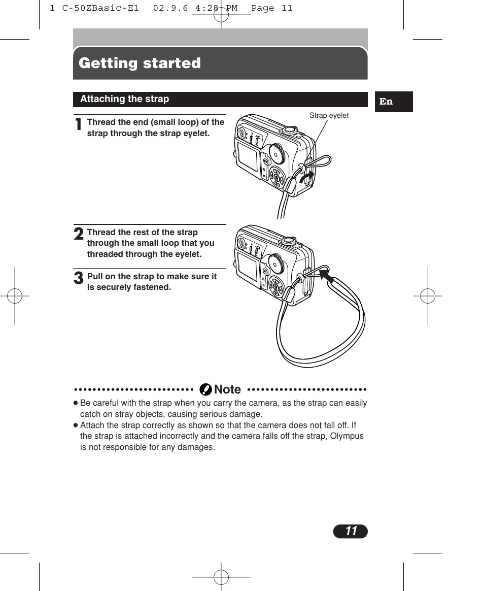 Getting started | Olympus C-50 Zoom User Manual | Page 11 / 156
