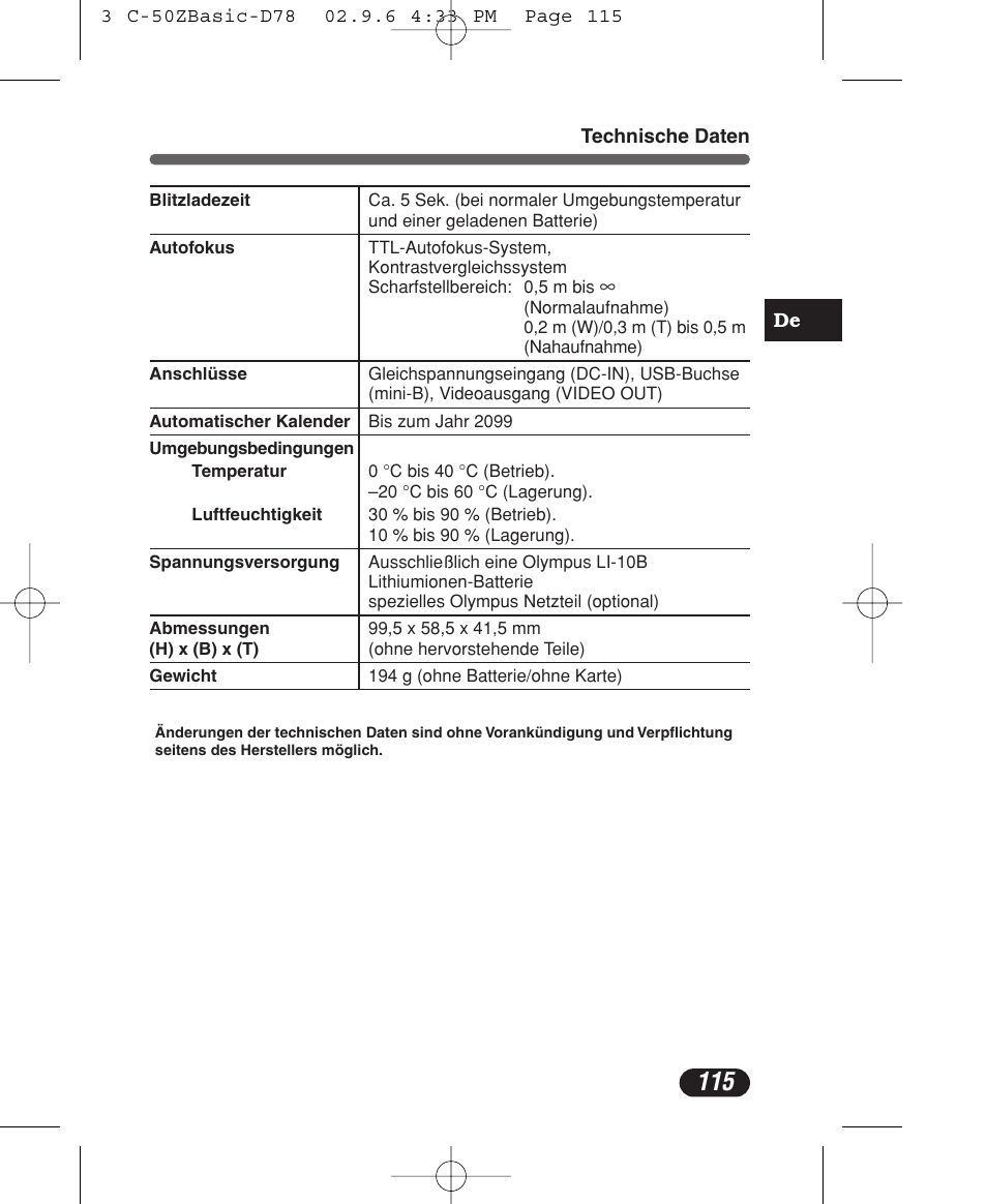 Olympus C-50 Zoom User Manual | Page 115 / 156