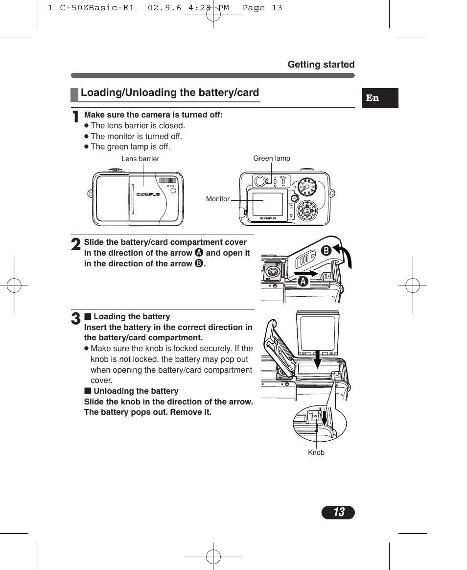 Olympus C-50 Zoom User Manual | Page 13 / 156