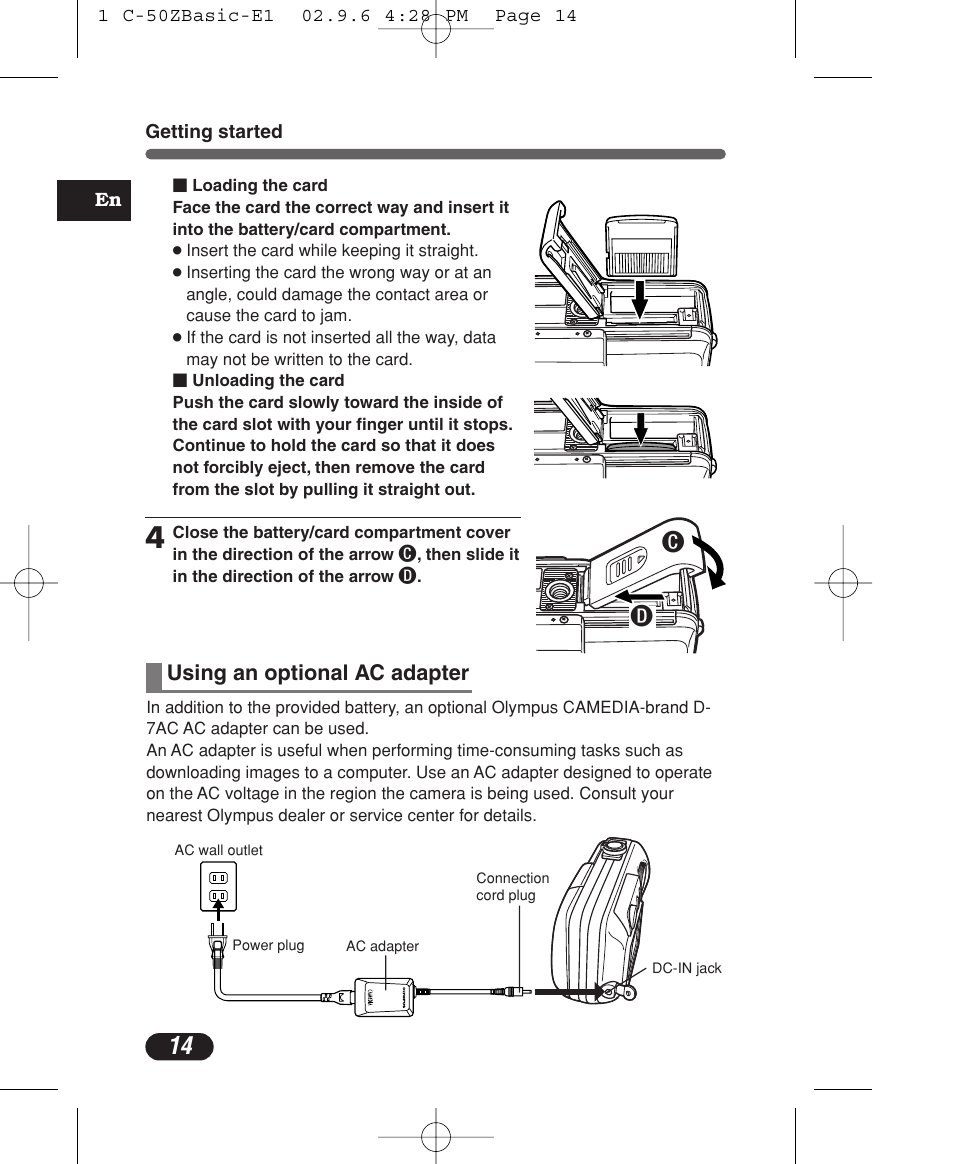 Olympus C-50 Zoom User Manual | Page 14 / 156