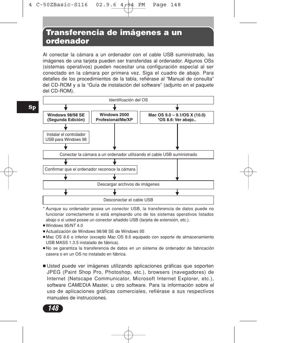 Transferencia de imágenes a un ordenador | Olympus C-50 Zoom User Manual | Page 148 / 156