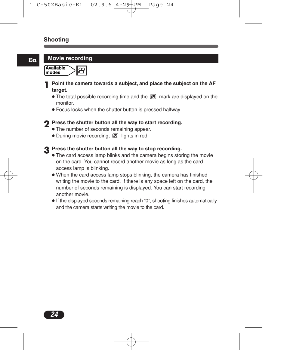 Olympus C-50 Zoom User Manual | Page 24 / 156
