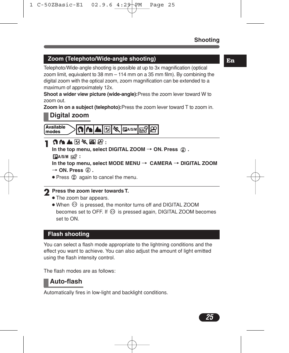 Olympus C-50 Zoom User Manual | Page 25 / 156