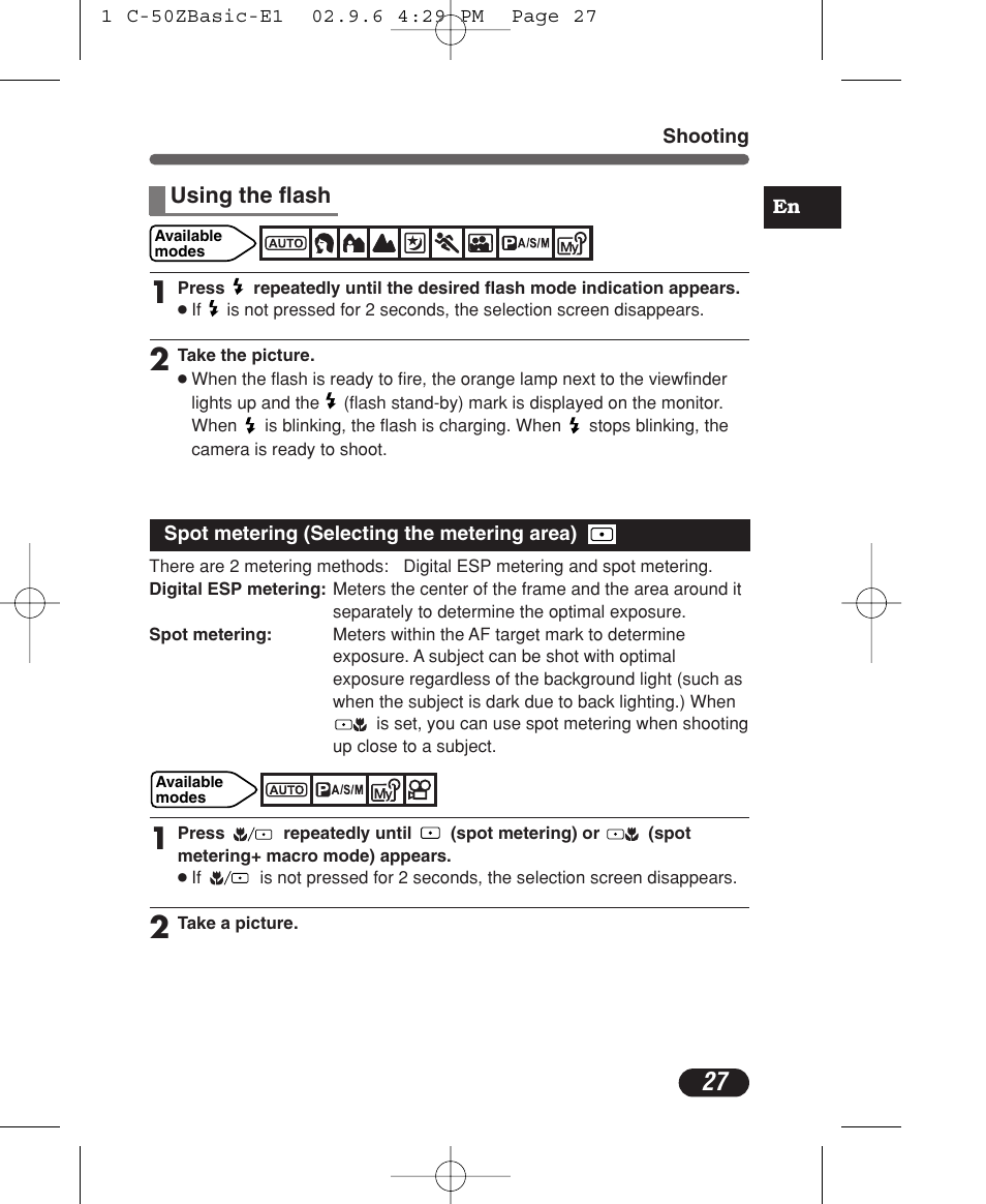 Olympus C-50 Zoom User Manual | Page 27 / 156