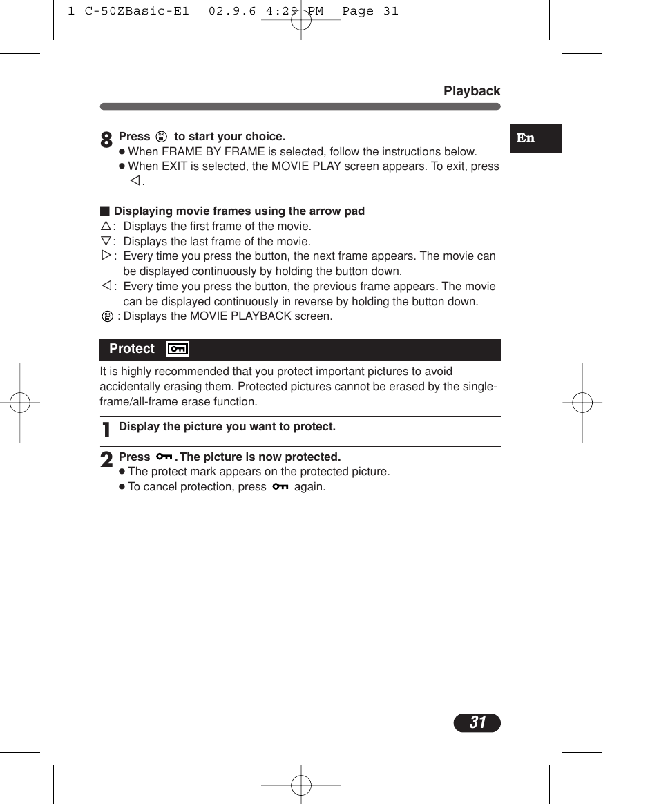 Olympus C-50 Zoom User Manual | Page 31 / 156