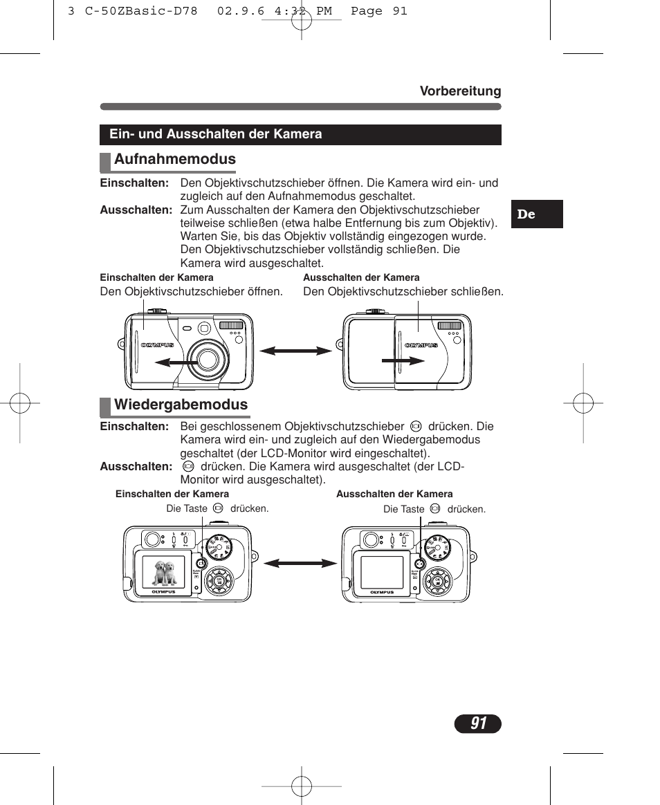 Wiedergabemodus | Olympus C-50 Zoom User Manual | Page 91 / 156