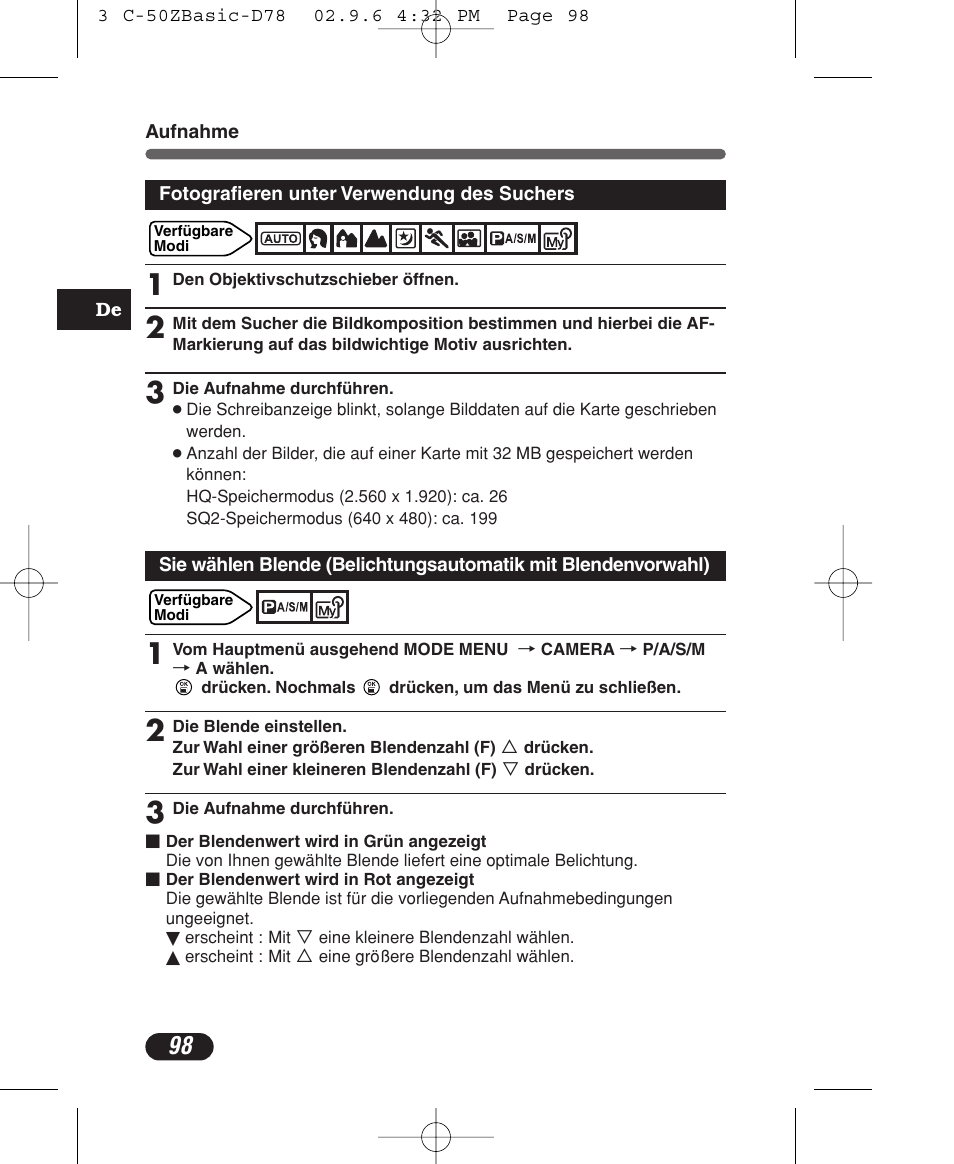 Olympus C-50 Zoom User Manual | Page 98 / 156