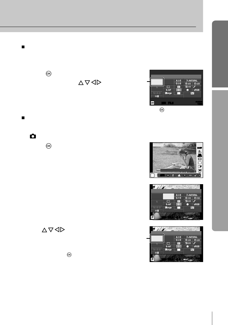 Basic guide, Basic operations, Press q | 23 en, The live control will be displayed, Cursor | Olympus E-M5 User Manual | Page 23 / 133