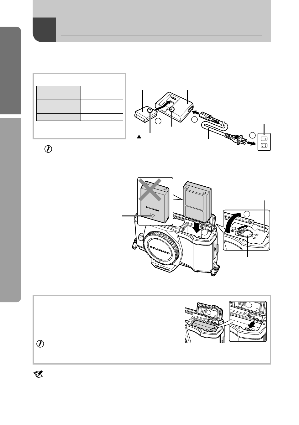 Basic guide, Charging and inserting the battery, Preparations for shooting | Olympus E-M5 User Manual | Page 4 / 133
